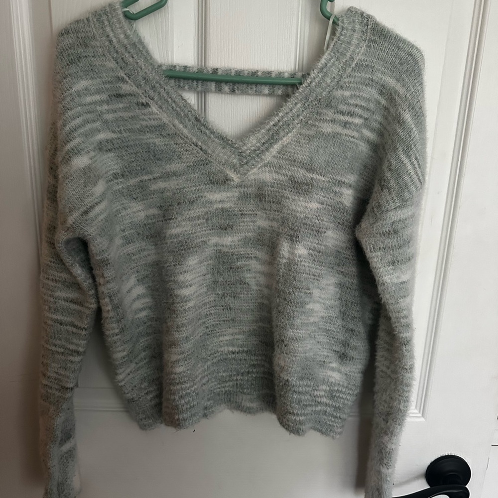 Women's Gray V-Neck Sweater